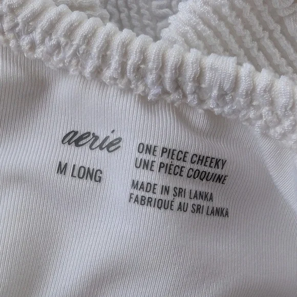 Aerie One Piece Cheeky Textured White Swimsuit Sz M Long - Picture 5 of 8